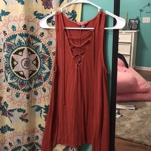 Coral/brick orange flowy tank top